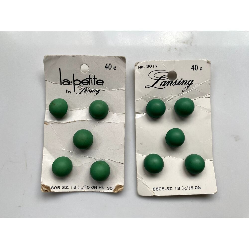 La Petite Green Plastic Shank Buttons - Vintage